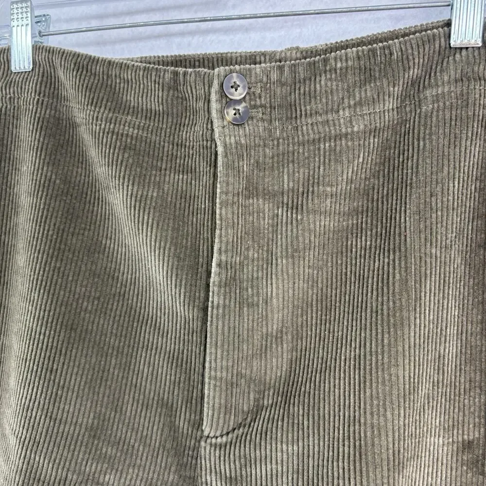 J Jill Women’s Plus Sz 28 Olive‎ Green Cropped Wide Leg Corduroy Pants NWT